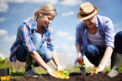 Pruning and shaping shrubs in a Bowes Park outdoor space